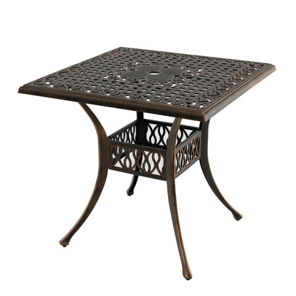 Tuinset Tafel – Tuinmeubel – Balkonset – Eettafel – Bistrotafel – Weerbestendig Aluminium – Parasolgat 80x80 cm