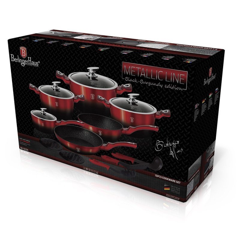 Berlinger House Metallic Black Burgundy Line 15 Elements BH-1632