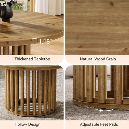 Ronde Salontafel – Bijzettafel – Koffietafel – Accenttafel – Houten Tafel – Massief Hout – 80 cm Diameter – Ruimtebesparend Ontwerp