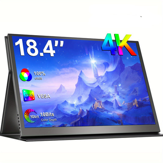 Portable Monitor – Draagbaar Scherm – Extra Scherm Laptop – Mobiele Monitor – USB-C Monitor – 18.4 Inch 4K Ultra HD – 60Hz Verversingssnelheid & FreeSync