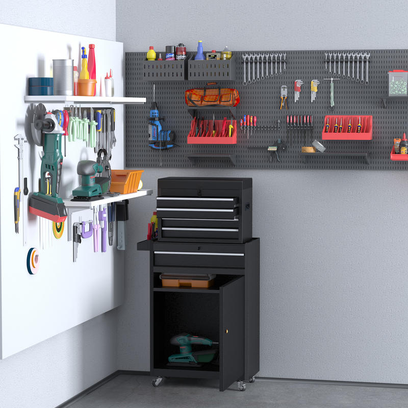 Heavy-Duty Industrial Rolling Tool Cabinet with 5-Drawer Storage, Lockable Mechanic'S Toolbox - Heavy-Duty Alloy Steel Construction, 360° Swivel Casters, Large Top Work Surface - Garage, Workshop, Jobsite Organizer - Ideal G