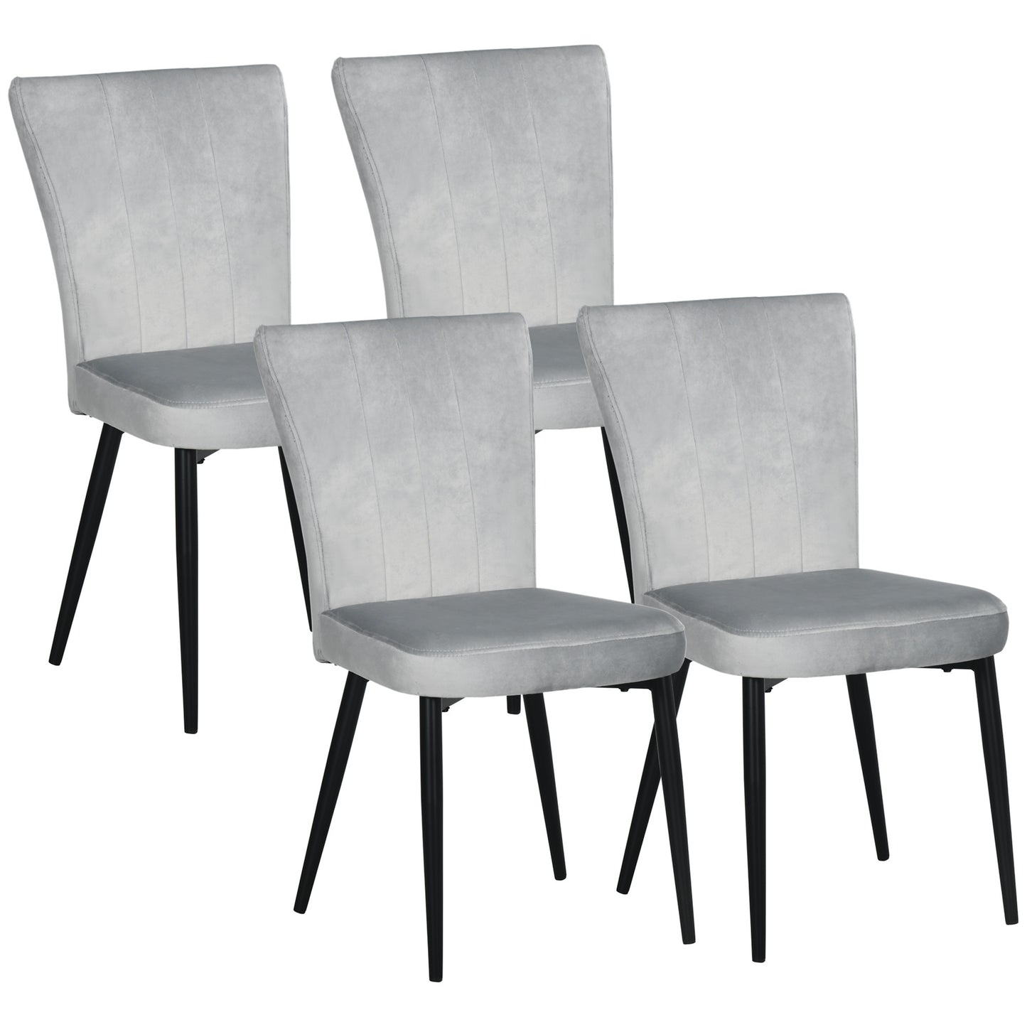 Eetkamerstoelen – Keukenstoelen – Kuipstoelen – Designstoelen – Stoelset – Velours Bekleding – Metalen Frame – Lichtgrijs – Set Van 4
