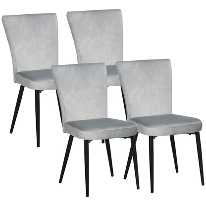 Eetkamerstoelen – Keukenstoelen – Kuipstoelen – Designstoelen – Stoelset – Velours Bekleding – Metalen Frame – Lichtgrijs – Set Van 4