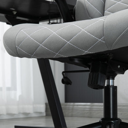 Ergonomische Bureaustoel – Kantoorstoel – Bureaustoel Met Armleuningen – Draaistoel – Werkstoel – Verstelbare Armleuningen – 360° Draaibaar – Hoge Rugleuning – Zachte Gewatteerde Zitting – Ademend Schoonmaakbaar Stof – 5-Wielbasis