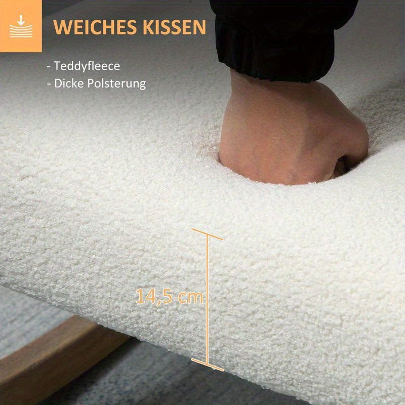 Draaifauteuil – Loungefauteuil – Relaxstoel – Draaistoel – Armstoel – Ergonomisch – Rubberwood Frame – Witte Zachte Bekleding – Verstelbare Rugleuning