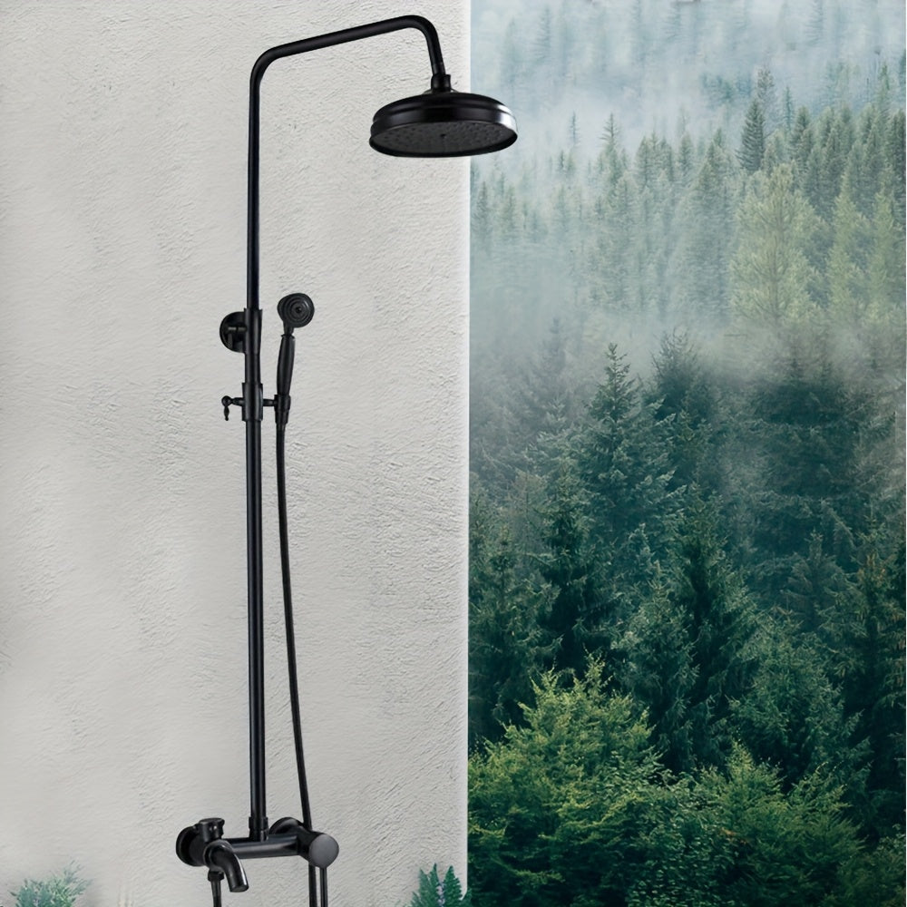 Black Adjustable Shower Faucet Set Shower Set Rain Shower Shower System Shower Fitting Wall Mounting Traditional Retro