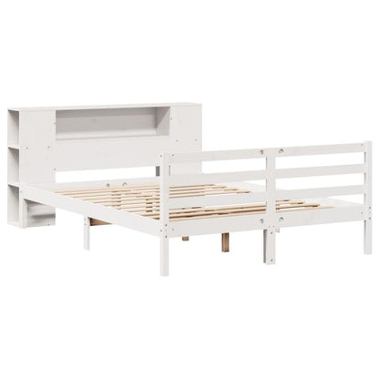 Bedframe – Boekenkastbed – Kinderbed – Eenpersoonsbed – Opbergbed – Modern Wit – Massief Grenenhout – 120x200 cm – Ruimtebesparend – Eenvoudige Montage