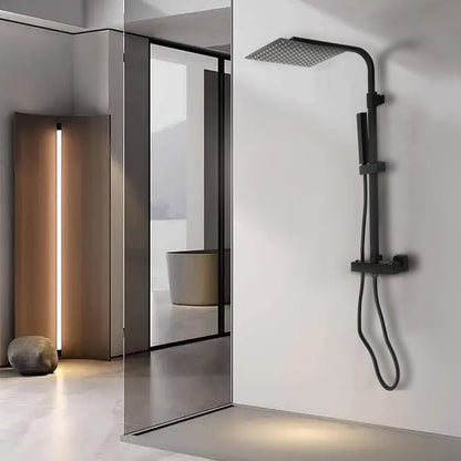 TOOL1SHOOO Constant Temperature Rain Shower System - Modern Black Design, 360° Rotatable 9, 213.36cm Top Shower Head, Adjustable Height 73.66-124.46cm with Stainless Steel Hose & Ceramic Valve Core, Wall-Mounted for Home, Ho