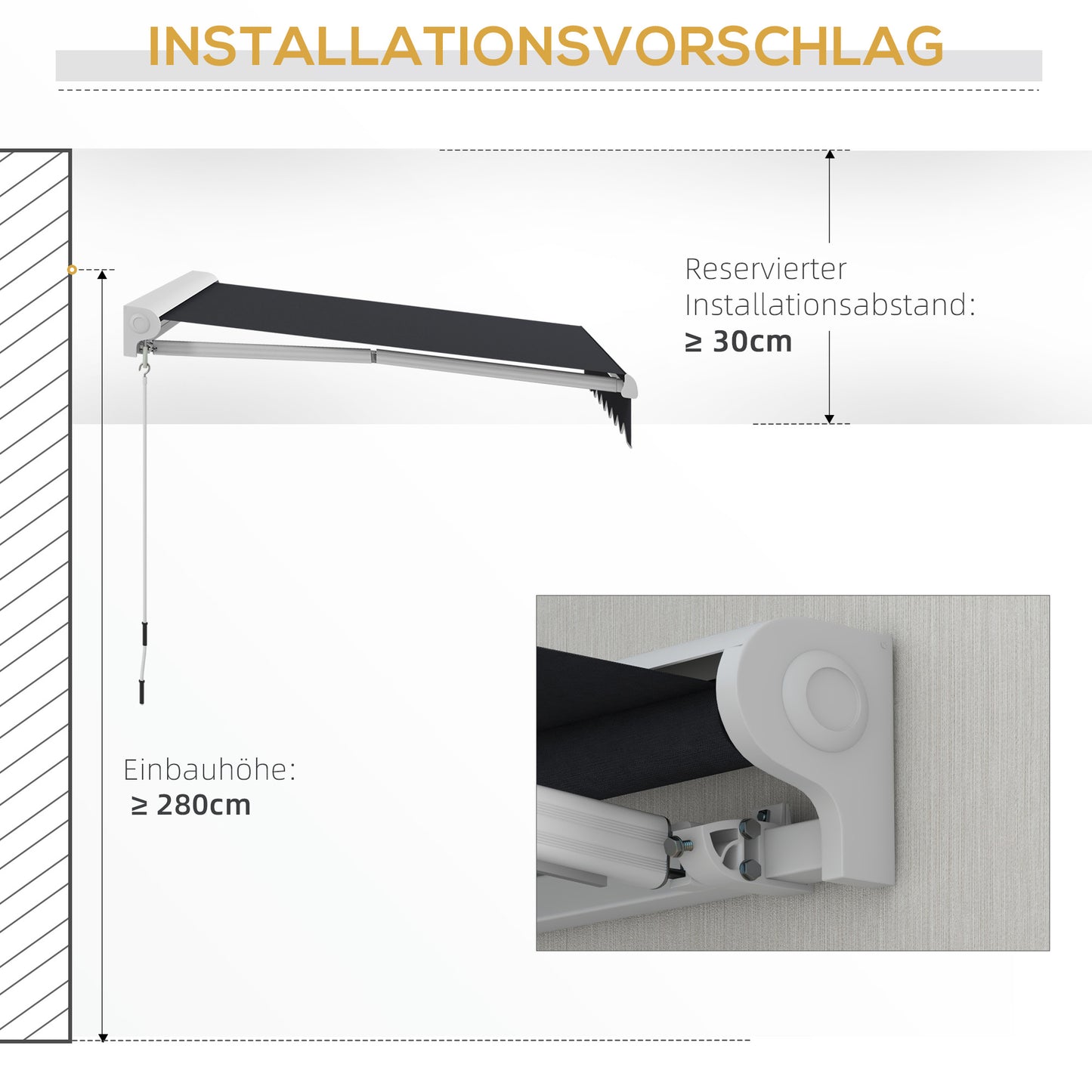 Uitvalscherm – Zonnescherm – Terrasscherm – Markies – Luifel – Elektrisch en Handmatig – Aluminium Frame en Afstandsbediening 2,5x2m Grijs