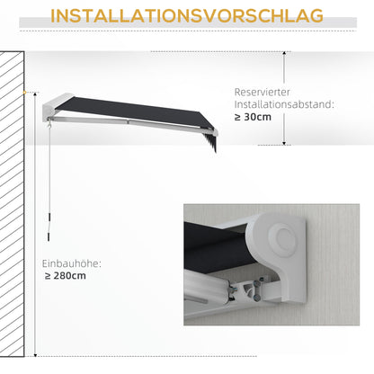 Uitvalscherm – Zonnescherm – Terrasscherm – Markies – Luifel – Elektrisch en Handmatig – Aluminium Frame en Afstandsbediening 2,5x2m Grijs