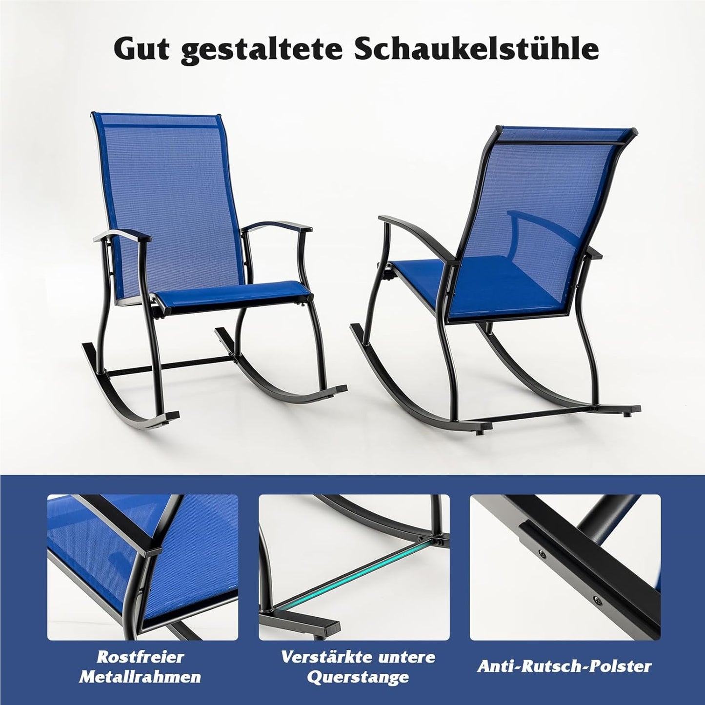 Schommelstoel – Relaxstoel – Fauteuil – Voedingsstoel – Tuinstoel – Hoge Rugleuning – Ademend Scheurvast Stof