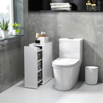 Compact badkamerkastje – badkamermeubel – badkamerkast – opbergkastje – kast met lades – ruimtebesparend – duurzaam hardhout – wit – 47x25x66,5 cm