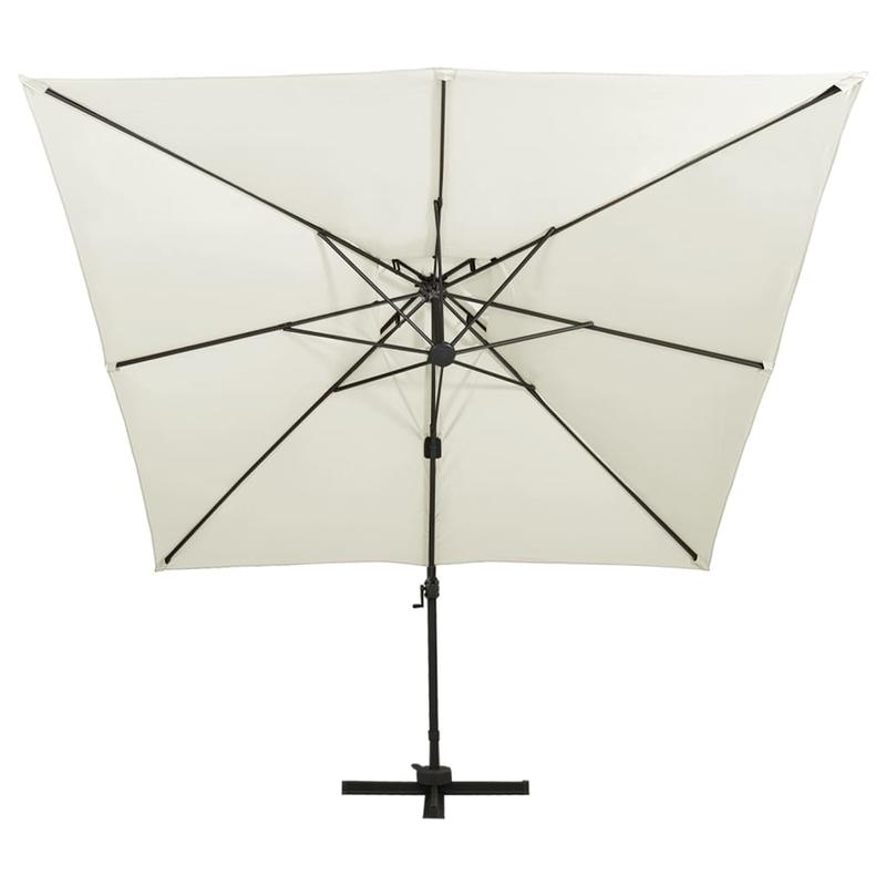 Dubbele Dak Parasol – Tuinparasol – Zandkleurige Parasol – Buitenparasol – Aluminium Frame – 300x300 Cm – Draaibaar En Kantelbaar
