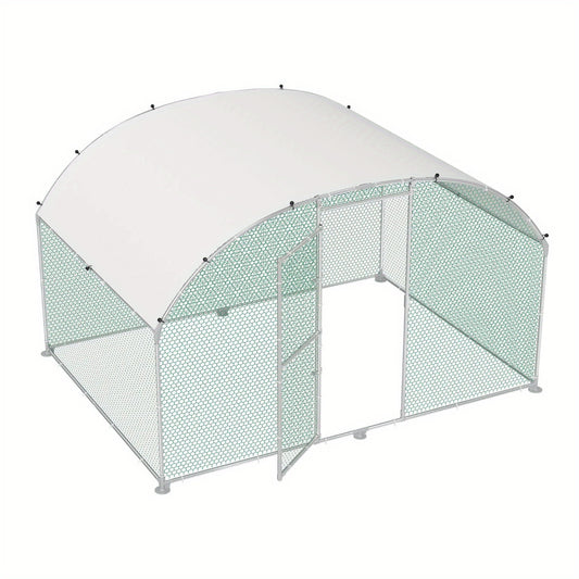 Chicken Coop 300x200x185cm Free-Range Enclosure Cages Small Animal Coop Galvanized Steel Chicken Cage Poultry Coop Aviary with PE Roof Outdoor Enclosure with Lock Poultry Coop, Dome Roof