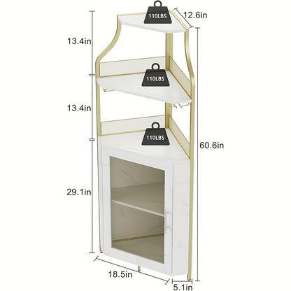 4-Tier Corner Wine & Coffee Bar Cabinet - Hardwood Construction, Removable Wine Rack, Glass Holders & Mesh Doors, Holds 50+ Bottles, Space-Saving Design with Dual Use as Serving Table, 73.66cm Height, Wine Bar Cabinet, Versat