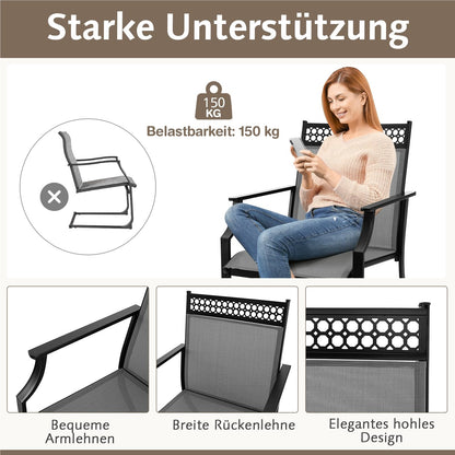 Tuinstoelen – Terrasstoelen – Balkonstoelen – Outdoor Stoelen – Tuinstoelen Set 2 – Brede Zitting – Snel Droogend Stof – Grijs