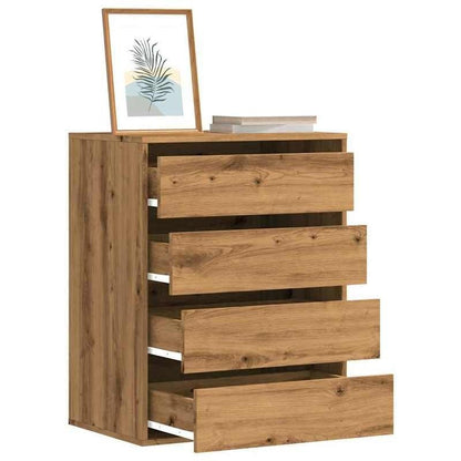 Modern Oak Wood Storage Cabinet with Lockable Drawers - 60x41x76cm Heavy-Duty Chest of Drawers, Oak Veneer-like, Minimalist Modern Organizer for Bedroom, Living Room, Office - Easy Assembly -Standing Furniture Unit (Engine, S