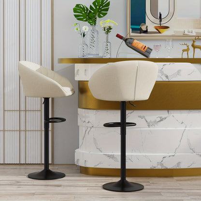 Barkrukken – Barstoelen – Krukken – Hoge Stoelen – Barkruk Set Beige – Verstelbare Zithoogte – 360° Draaibaar – Zwart Metalen Frame – Comfortabele Ovale Zitting