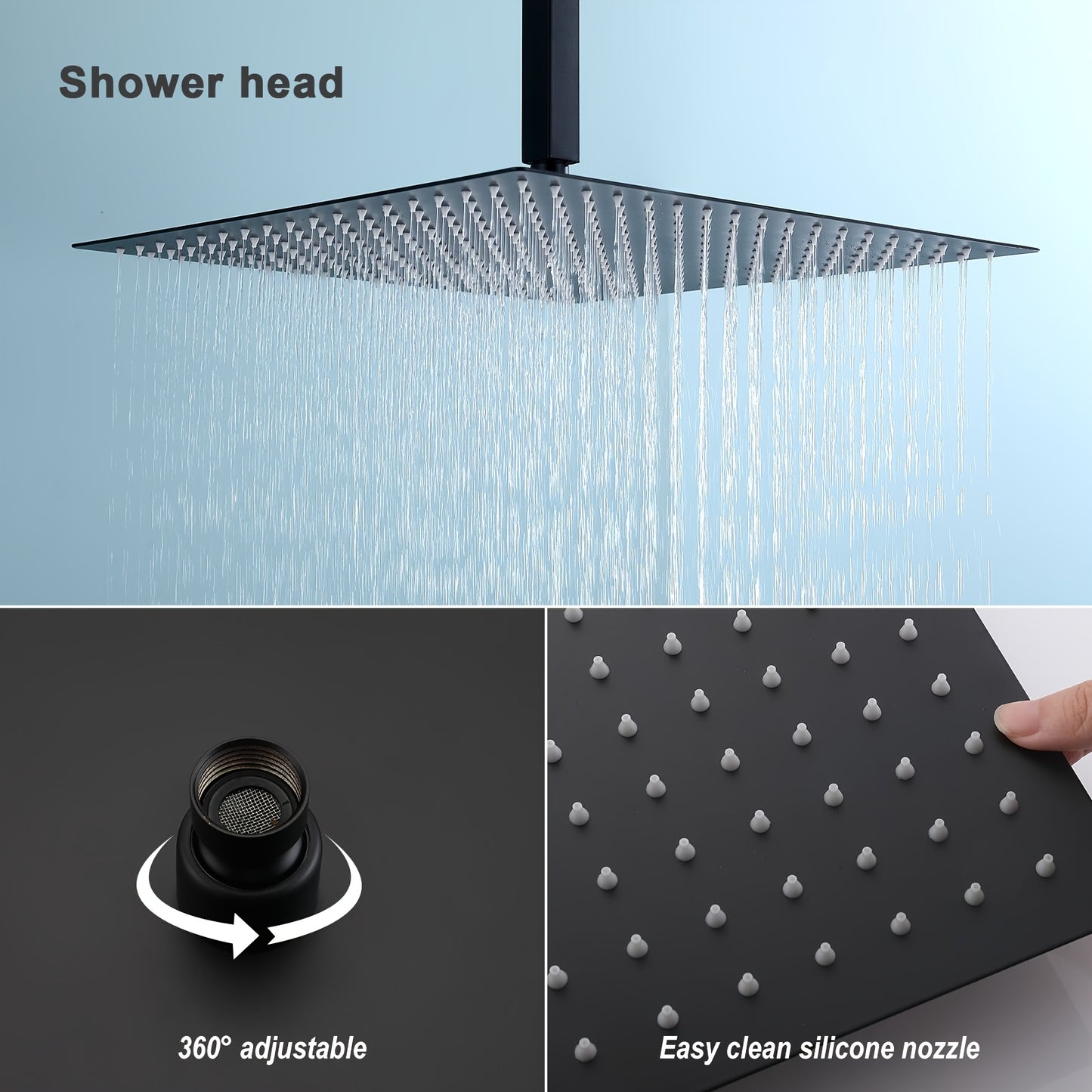 Wanddouche – Douchekop – Handdouche – Douche Set – Badkamer Douche – Donker Design – Zonder Elektriciteit – Duurzaam Material