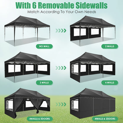 Partytent 3x6m – Pop-Up Tent – Canopy Tent – Tuinkamer – Vouwtent – Afneembare Zijwanden – Verstelbare Hoogte – UV-bestendig Oxford Polyester – Lichtgewicht Aluminium Frame