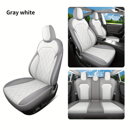 Autostoelhoes – Stoelhoes – Zittingbeschermer – Autostoelbekleding – Stoelhoes Universeel – Premium PU-leer – Memory Foam Comfort – Machinewasbaar Grijs