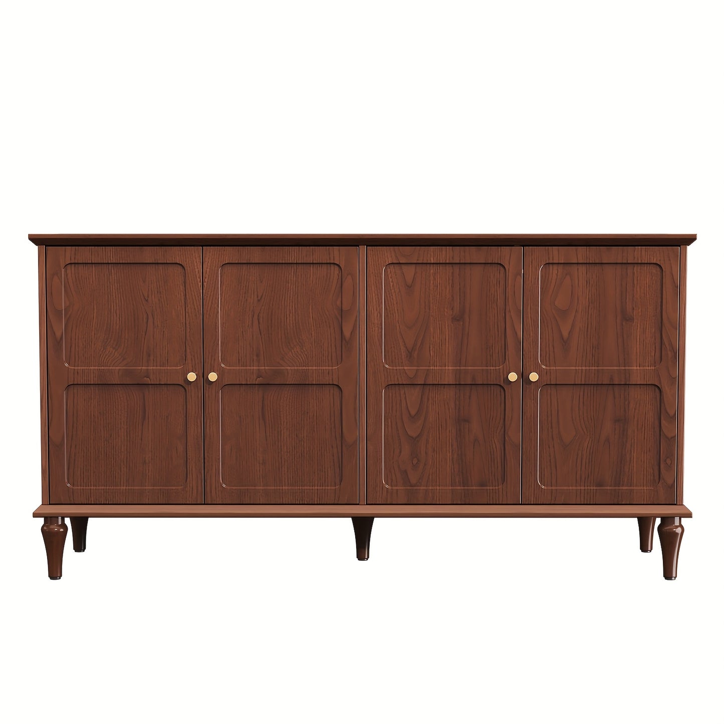 Dressoir – Sideboard – Buffetkast – Opbergkast – Kast – Mid-Century Modern – 4 Deuren & Wijnrek – Hoogwaardig Houtvezelplaat – Vrijstaand & Ruime Opbergruimte 3,2+ Kubieke Voet