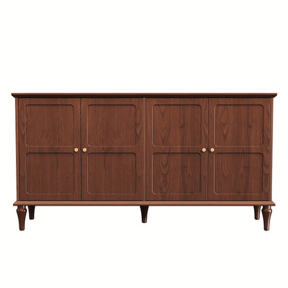 Dressoir – Sideboard – Buffetkast – Opbergkast – Kast – Mid-Century Modern – 4 Deuren & Wijnrek – Hoogwaardig Houtvezelplaat – Vrijstaand & Ruime Opbergruimte 3,2+ Kubieke Voet