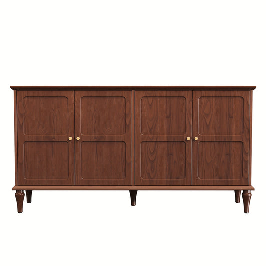 Dressoir – Sideboard – Buffetkast – Opbergkast – Kast – Mid-Century Modern – 4 Deuren & Wijnrek – Hoogwaardig Houtvezelplaat – Vrijstaand & Ruime Opbergruimte 3,2+ Kubieke Voet