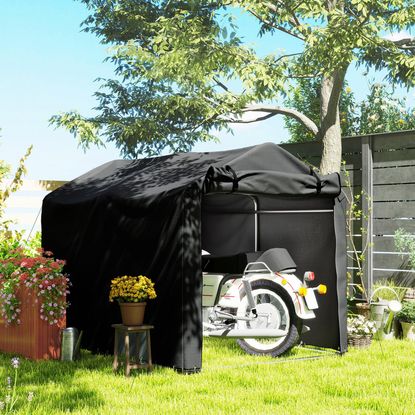 Garagecaravanhoes – Opbergtent – Beschermhoes – Stallingstent – Afdekhoes – Waterdicht – UV-bestendig – 220x157x165 cm – Met Ritsdeur