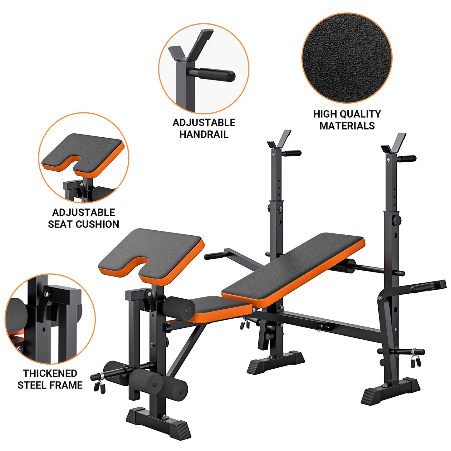 Bankdrukbank – Halterbank – Fitnessbank – Trainingsbank – Bench Press – Verstelbaar – Multifunctioneel Met Squat Rack & Leg Extension – Max. Belastbaar 150 kg