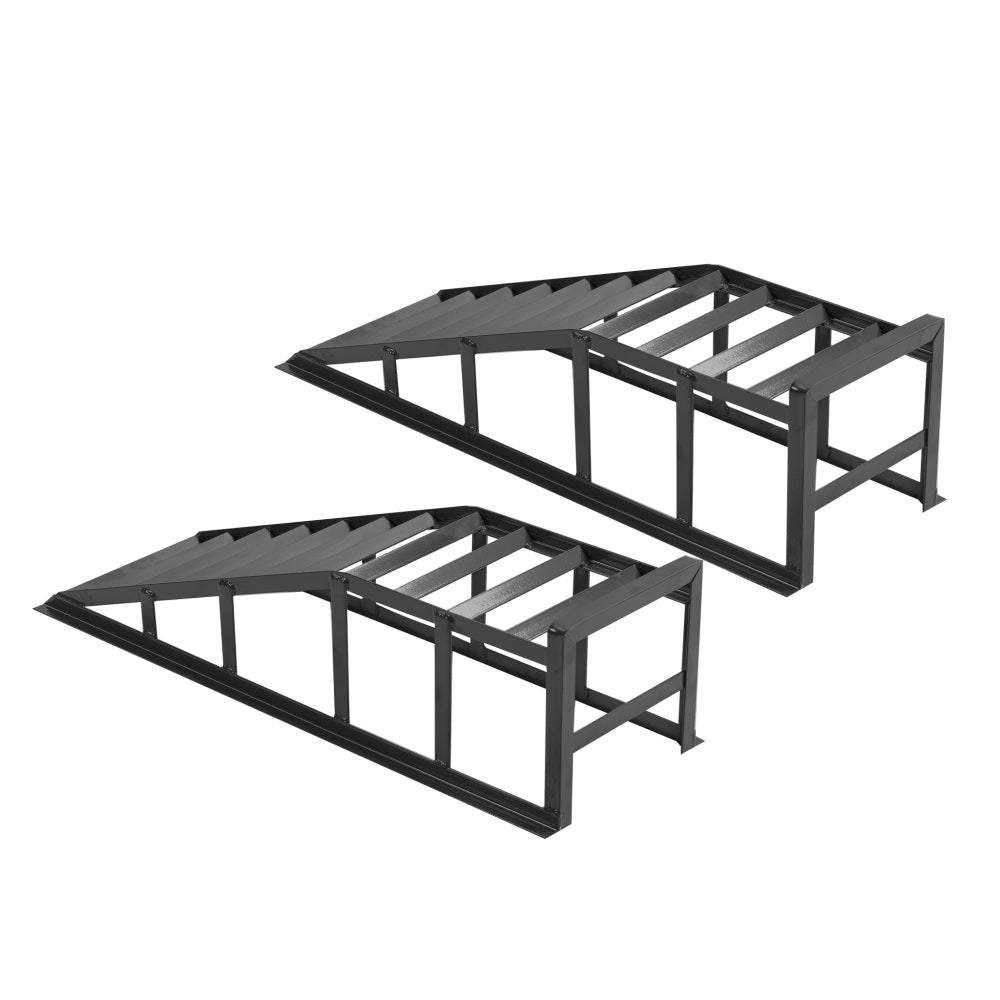 Two Height-Adjustable Car Ramps | 2000 kg Load Capacity, Heavy-Duty Iron Lifting Platform Kit, Suitable for Cars, SUVs, and Vans, Grey Non-Slip Loading Ramps