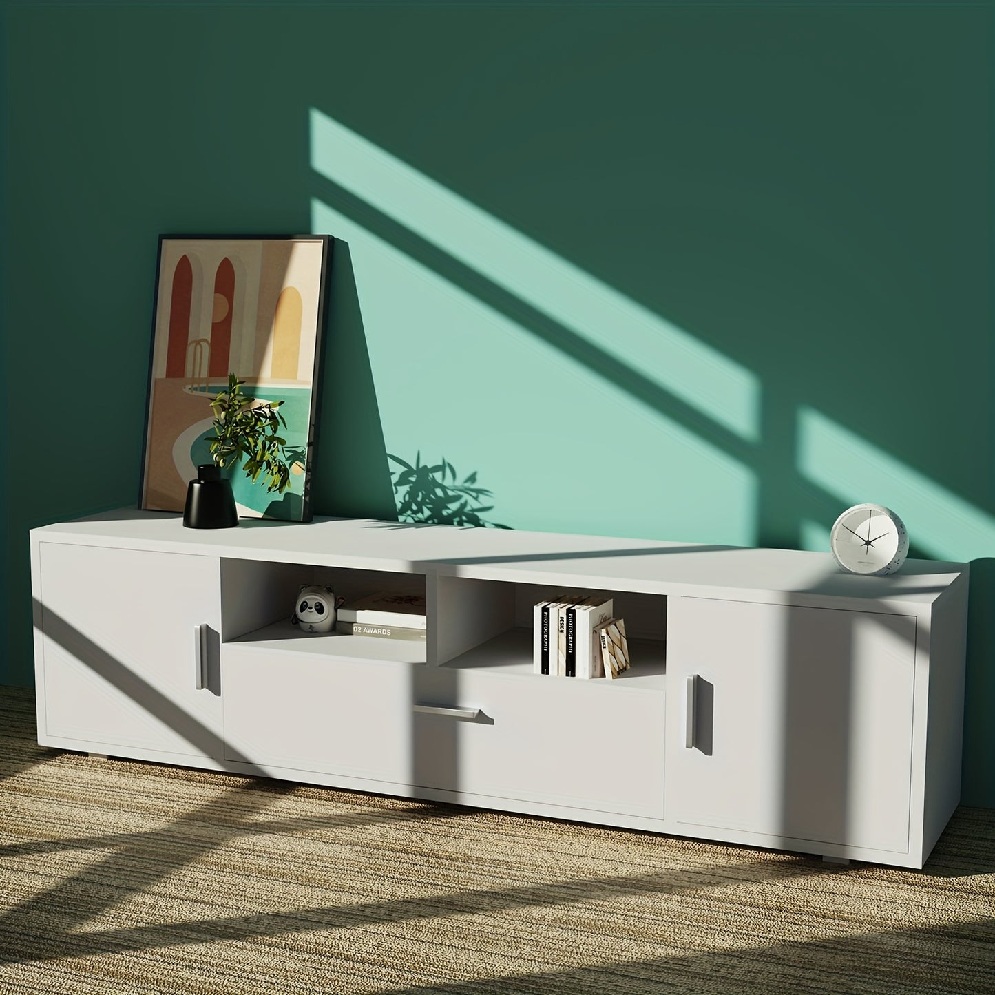 TV-Meubel – Tv-Kast – Tv-Stand – Tv-Dressoir – Mediameubel – Wit – 160 cm Breed – Dubbele Deuren & Lade