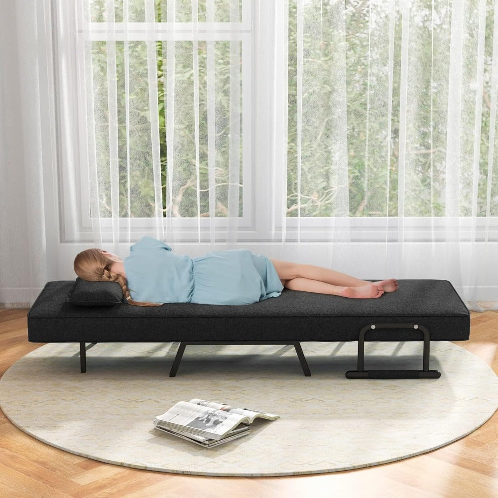 4-in-1 recliner chair, sofa bed with bed function, folding chair with 6-position adjustable backrest, removable cushion, and armrests, weight capacity up to 150kg, guest bed for living room (,  Spacesaving Furniture, Contempo