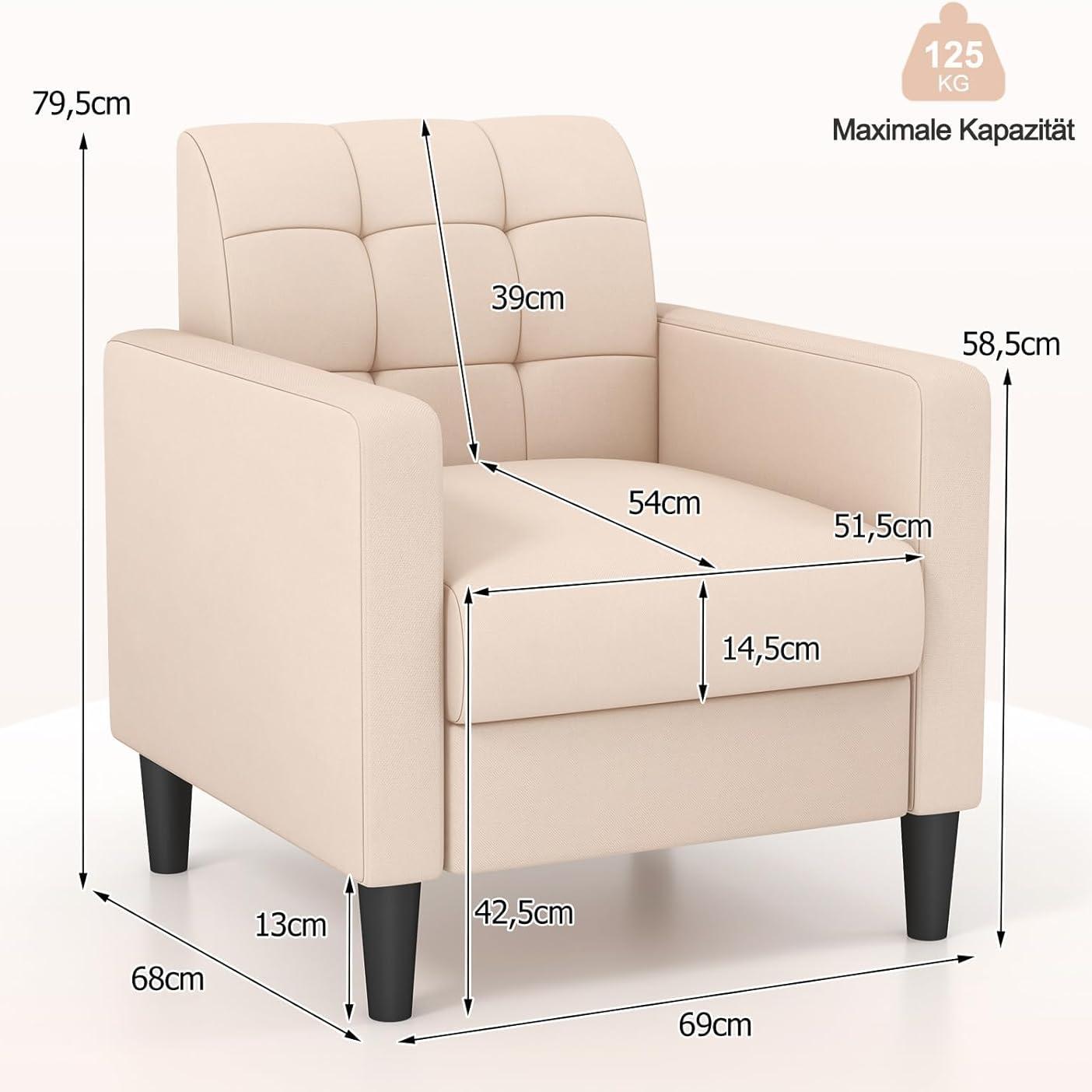 Velvet Fauteuil – Relaxstoel – Lounge Stoel – Armstoel – Leunstoel – Mid-Century Design – Zachte Velvet Bekleding – Stevige Houten Poten – Beige