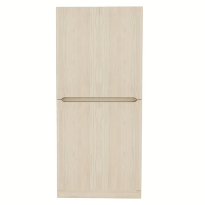 Opbergkast Hal – Opbergmeubel Entree – Schoenenkast – Kast Met Vakken – Slanke Halmeubel – Natuurlijk Bamboe – 70x40x170 cm – Dubbeldeurs Design