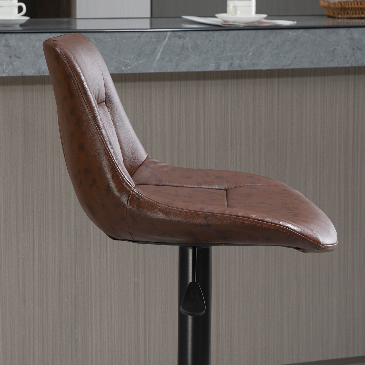Barkrukken – Barstoelen – Keukenkrukken – Hoge Stoelen – Barkruk Set Bruin – Verstelbare Hoogte Tot 108 Cm – Stevig Zwart Metalen Frame