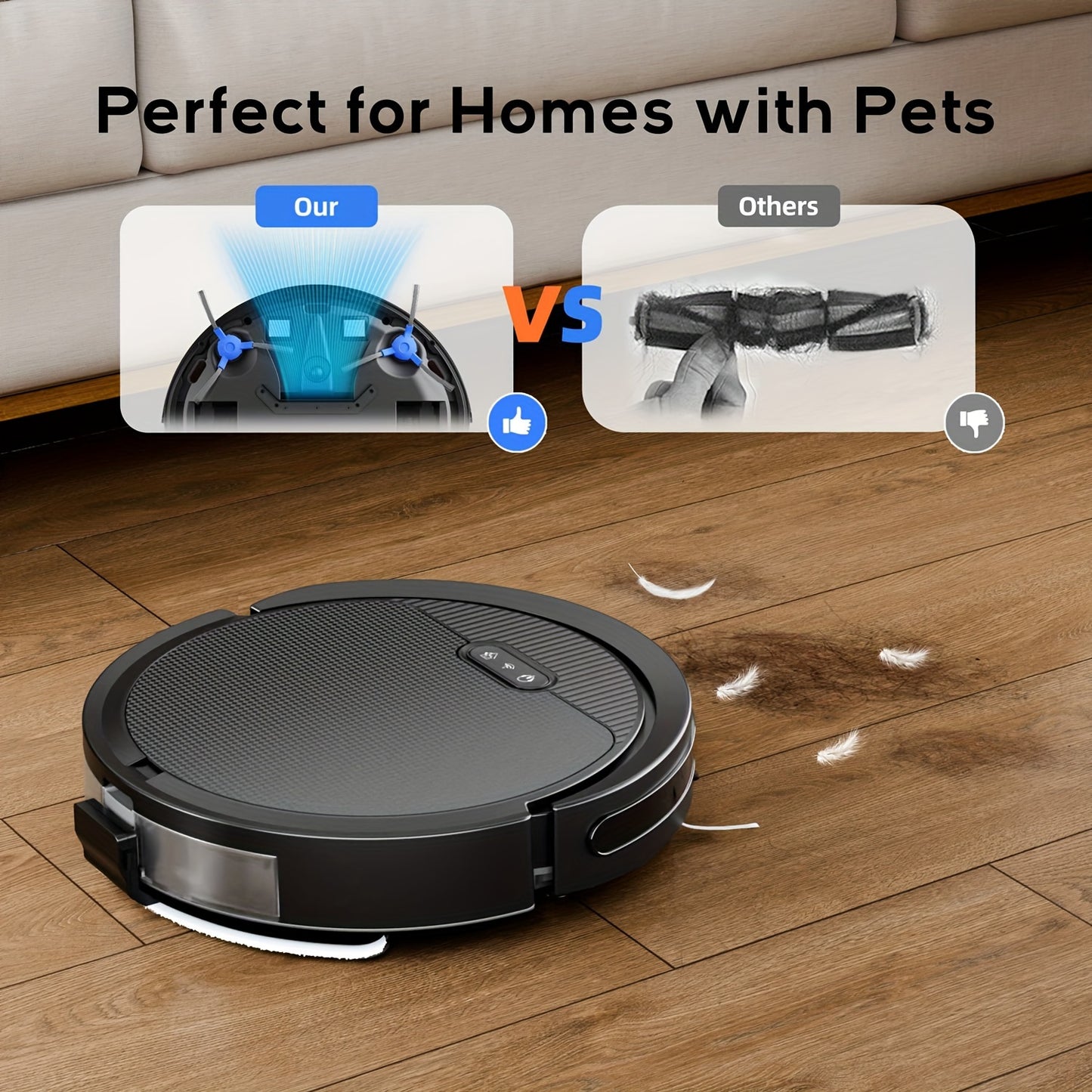 Robotstofzuiger – Stofzuigerrobot – Dweilrobot – Automatische Stofzuiger – Huisdierhaar Verwijderaar – 4000Pa Zuigkracht – Wifi & Alexa Bediening – Compact 30,99x30,99x7,59 cm – Zelfladend
