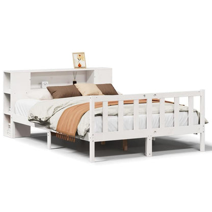 Bedframe – Platformbed – Ledikant – Slaapkamerbed – Bedombouw – Modern Design – 140x190 cm – Ruimtebesparend & Eenvoudige Montage – Stevig Massief Houten Frame – Wit