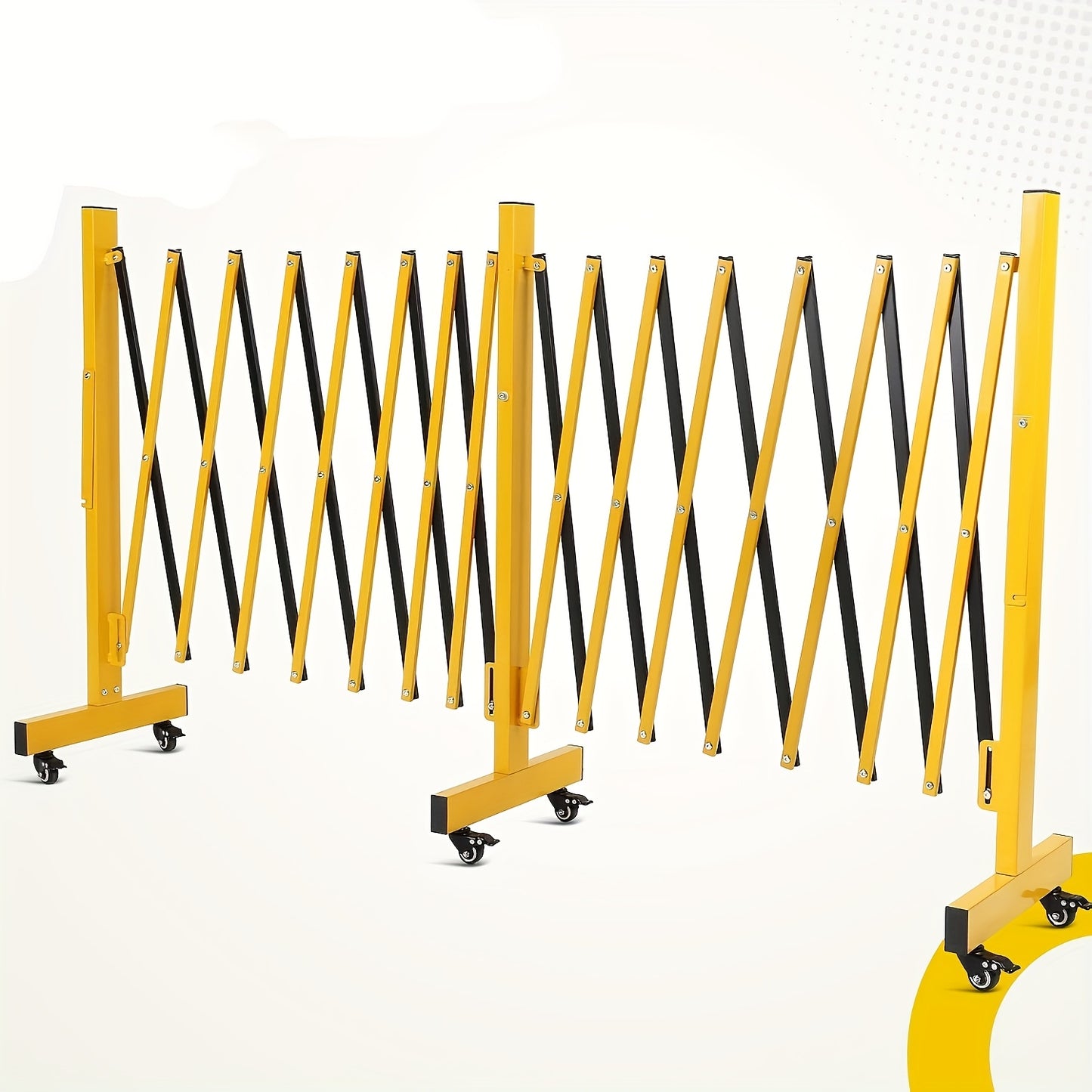 488cm Expandable & Retractable Traffic Barricade Gate - Heavy-Duty Carbon Steel Portable Folding Safety Barrier with 360° Lockable Wheels, Red/Black Design for Road Construction, Parking, Events - Easy Storage & Transport, E