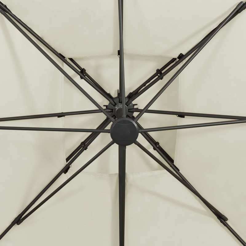 Dubbele Dak Parasol – Tuinparasol – Zandkleurige Parasol – Buitenparasol – Aluminium Frame – 300x300 Cm – Draaibaar En Kantelbaar