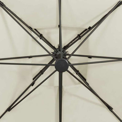 Dubbele Dak Parasol – Tuinparasol – Zandkleurige Parasol – Buitenparasol – Aluminium Frame – 300x300 Cm – Draaibaar En Kantelbaar
