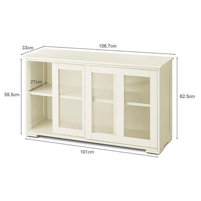 Dressoir – Buffet – Opbergkast – Ladekast – Keukenkast – Schuifdeuren van Gehards Glas – Verstelbare Plank in 3 Posities – 107 x 33 x 64 cm