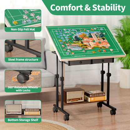 Multifunctionele Tafel – Verstelbare Tafel – Hobbytafel – Schrijftafel – Opbergtafel – 88,9x66 cm – 5 Kantelhoeken – 6 Laden Metalen Frame