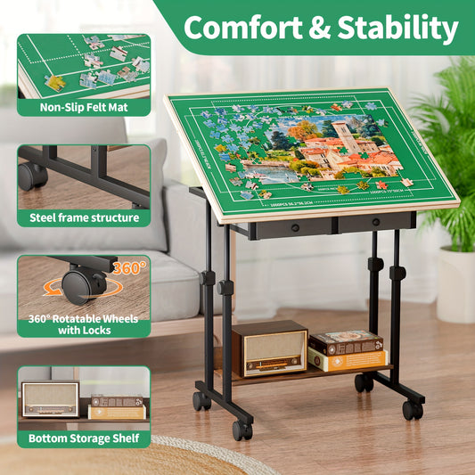 Multifunctionele Tafel – Verstelbare Tafel – Hobbytafel – Schrijftafel – Opbergtafel – 88,9x66 cm – 5 Kantelhoeken – 6 Laden Metalen Frame