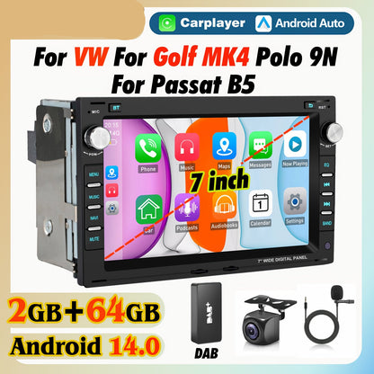 Android 14 Autoradio – Multimedia Systeem – Navigatie Radio – Touchscreen Stereo – DAB+ Radio – 7-Inch HD IPS Touchscreen – Wireless CarPlay & Android Auto – Inclusief AHD Camera