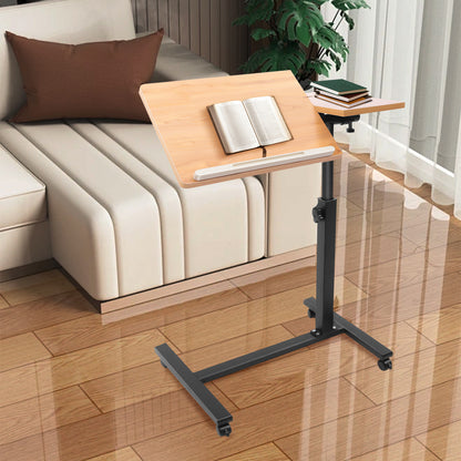 Laptoptafel – Bedtafel – Schoottafel – Laptopstandaard – Werktafel – Verstelbaar in Hoogte – Robuust Met 60x34,5 cm Werkblad – 4 Lockbare Wieltjes