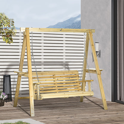 Houten Tuitschommel – Tuinbank Schommel – Buiten Schommel – Tweezits Schommel – Natuurlijke Houtvariant – Verstelbare Hoogte – Ergonomisch Comfort – 196x120x171 cm