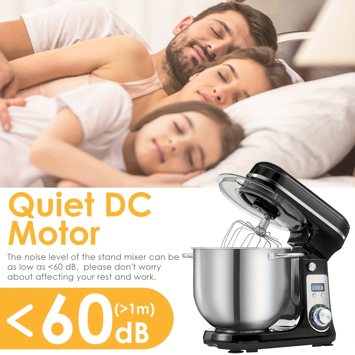 Keukenmixer – Keukenmachine – Keukenrobot – Standmixer – Mixer – 6L Mengkom – 1200W Stil DC Motor – LCD Display Met Timer