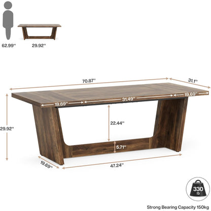 Vintage Computerbureau – Bureau – Werktafel – Office Table – Vergadertafel – Groot 180x79x75 cm – Rustiek Bruin – Hout – Industrieel Design