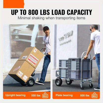 Handkar – Steekwagen – Platformkar – Transportkar – Trolley – Aluminium 362 kg Draagvermogen – Inklapbaar Met Rubberen Wielen